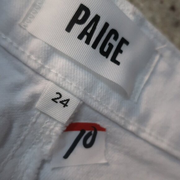 Womens Paige Anessa Crisp White Cropped Wide Leg Denim Jeans 24 - Picture 10 of 11
